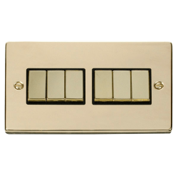 VPBR416BK Deco 6 Gang 2 Way 'Ingot' 10AX Switch -