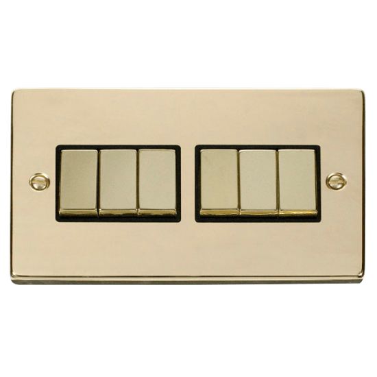 VPBR416BK Deco 6 Gang 2 Way 'Ingot' 10AX Switch -