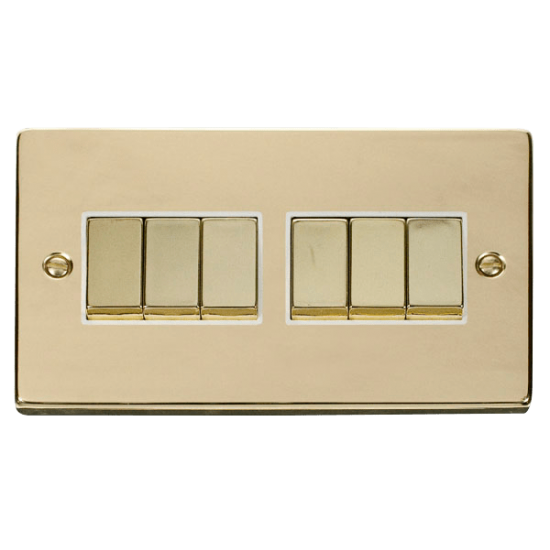 VPBR416WH Deco 6 Gang 2 Way 'Ingot' 10AX Switch -