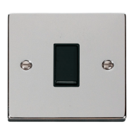Scolmore Click Deco VPCH011BK 1 Gang 2 Way 10Amp Light Switch Polished Chrome Black Inserts