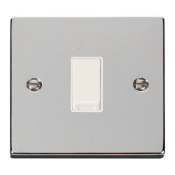 Scolmore Click Deco VPCH025WH 10Amp 1 Gang Intermediate Plate Switch Polished Chrome White Inserts