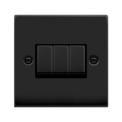VPMB413BK Deco VP MATT BLACK INGOT 10A 3GANG 2-WAY