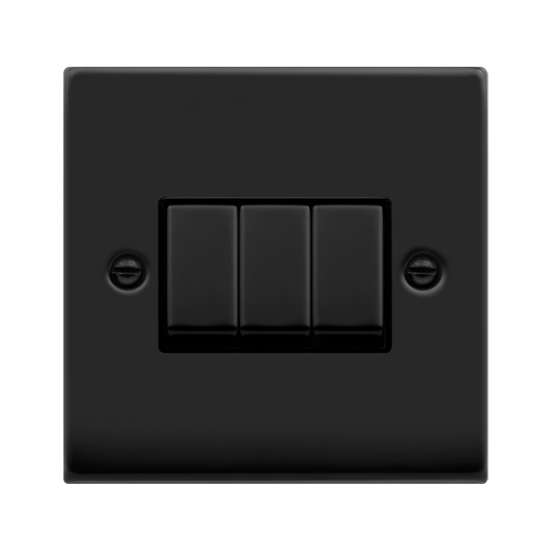 VPMB413BK Deco VP MATT BLACK INGOT 10A 3GANG 2-WAY
