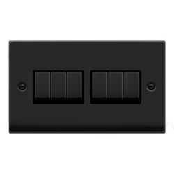 VPMB416BK Deco VP MATT BLACK INGOT 10A 6-GANG 2WAY