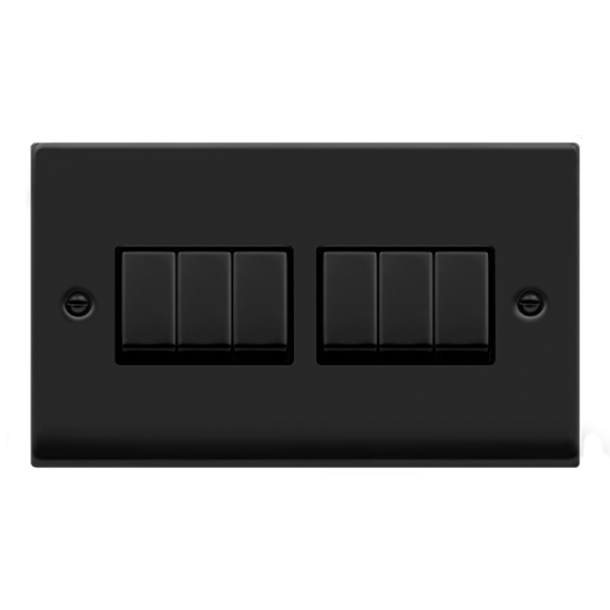 VPMB416BK Deco VP MATT BLACK INGOT 10A 6-GANG 2WAY