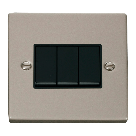 VPPN013BK Deco 3 Gang 2 Way 10AX Switch - Black
