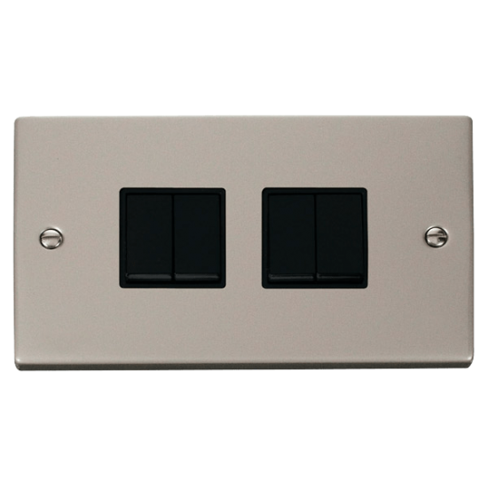 VPPN019BK Deco 4 Gang 2 Way 10AX Switch - Black