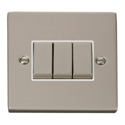 VPPN413WH Deco 3 Gang 2 Way 'Ingot' 10AX Switch -