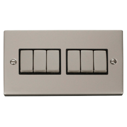VPPN416BK Deco 6 Gang 2 Way 'Ingot' 10AX Switch -