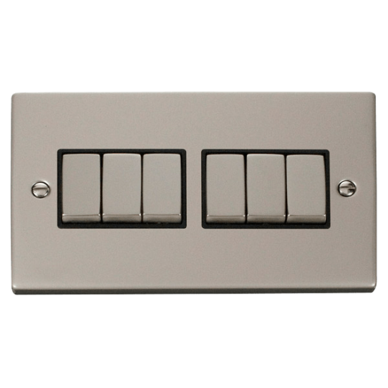VPPN416BK Deco 6 Gang 2 Way 'Ingot' 10AX Switch -