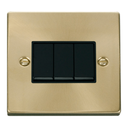 VPSB013BK Deco 3 Gang 2 Way 10AX Switch - Black