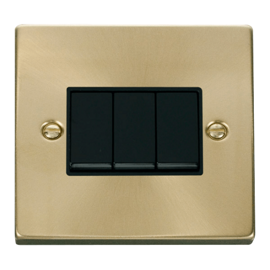 VPSB013BK Deco 3 Gang 2 Way 10AX Switch - Black