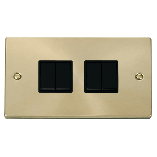 VPSB019BK Deco 4 Gang 2 Way 10AX Switch - Black