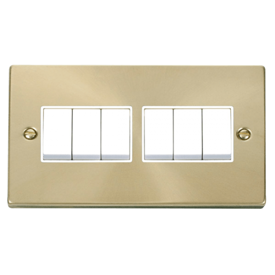 VPSB105WH Deco 6 Gang 2 Way 10AX Switch - White
