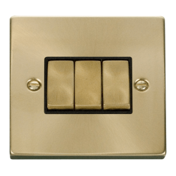 VPSB413BK Deco 3 Gang 2 Way 'Ingot' 10AX Switch -
