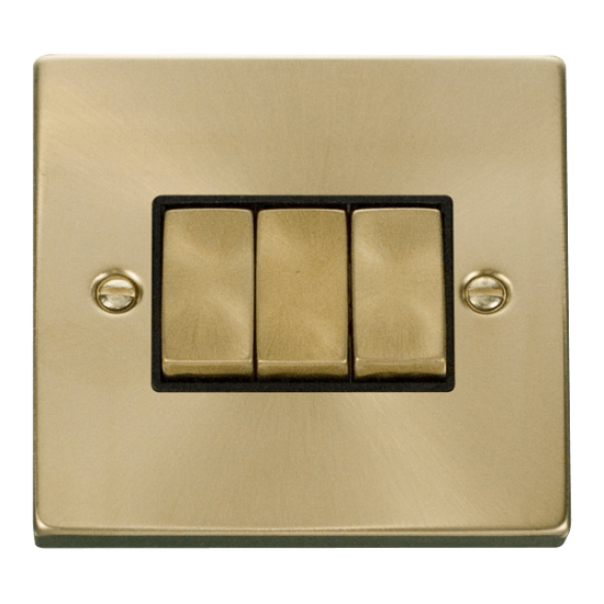 VPSB413BK Deco 3 Gang 2 Way 'Ingot' 10AX Switch -