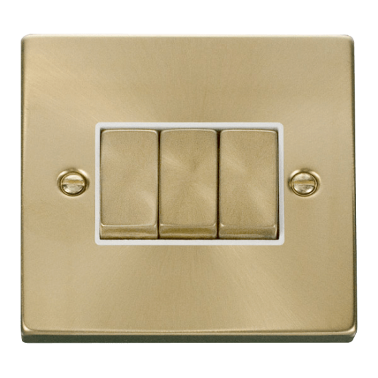 VPSB413WH Deco 3 Gang 2 Way 'Ingot' 10AX Switch -