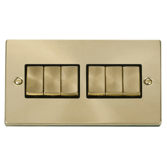 VPSB416BK Deco 6 Gang 2 Way 'Ingot' 10AX Switch -