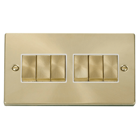 VPSB416WH Deco 6 Gang 2 Way 'Ingot' 10AX Switch -