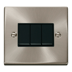 VPSC013BK Deco 3 Gang 2 Way 10AX Switch - Black