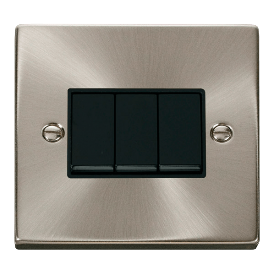 VPSC013BK Deco 3 Gang 2 Way 10AX Switch - Black