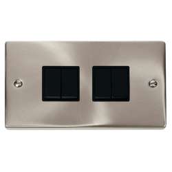 VPSC019BK Deco 4 Gang 2 Way 10AX Switch - Black
