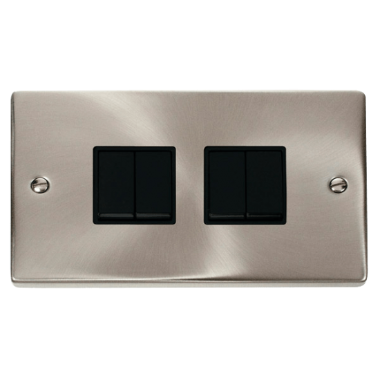 VPSC019BK Deco 4 Gang 2 Way 10AX Switch - Black