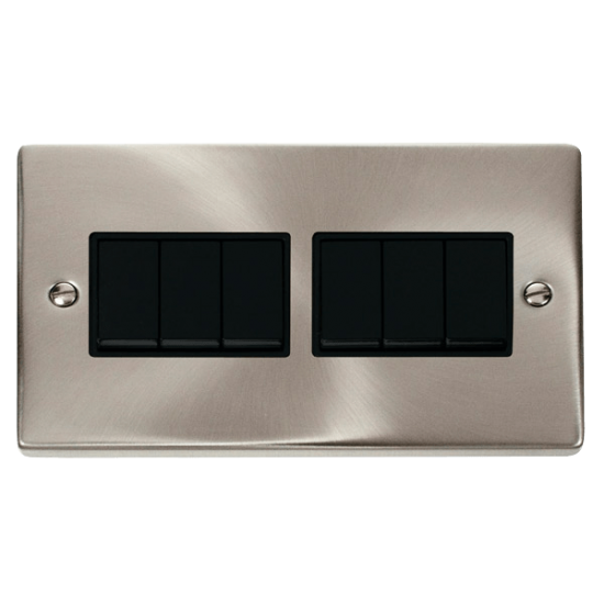 VPSC105BK Deco 6 Gang 2 Way 10AX Switch - Black