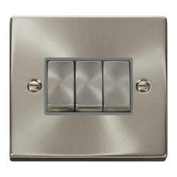 VPSC413GY Deco 10AX Ingot 3 Gang 2 Way Plate Switc