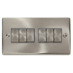 VPSC416GY Deco 10AX Ingot 6 Gang 2 Way Plate Switc