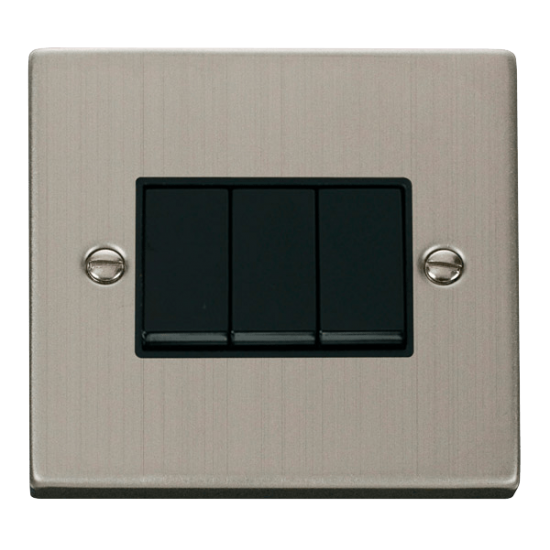 VPSS013BK Deco 3 Gang 2 Way 10AX Switch - Black