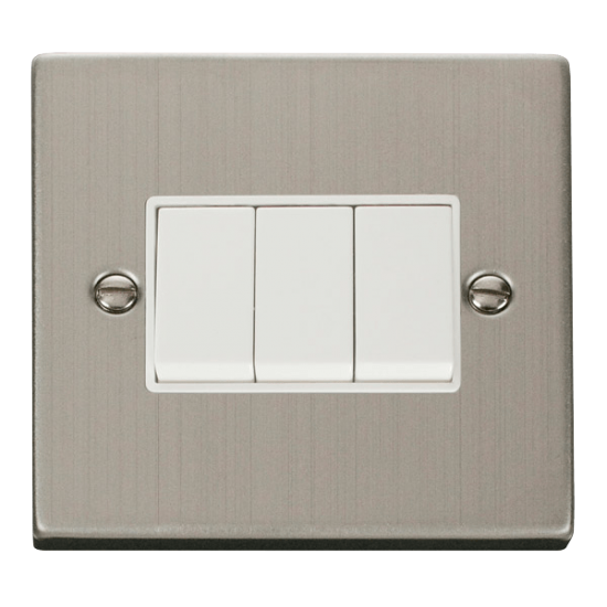 VPSS013WH Deco 3 Gang 2 Way 10AX Switch - White