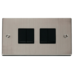 VPSS019BK Deco 4 Gang 2 Way 10AX Switch - Black
