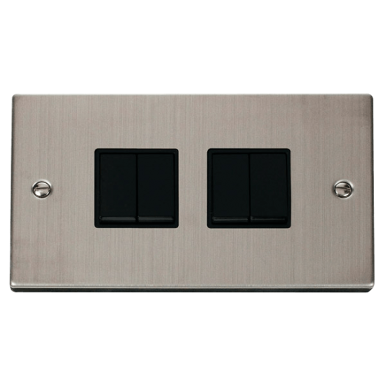 VPSS019BK Deco 4 Gang 2 Way 10AX Switch - Black