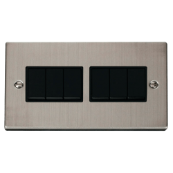 VPSS105BK Deco 6 Gang 2 Way 10AX Switch - Black