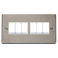 VPSS105WH Deco 6 Gang 2 Way 10AX Switch - White