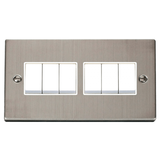 VPSS105WH Deco 6 Gang 2 Way 10AX Switch - White