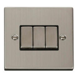 VPSS413BK Deco 3 Gang 2 Way 'Ingot' 10AX Switch -