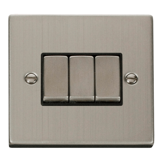 VPSS413BK Deco 3 Gang 2 Way 'Ingot' 10AX Switch -