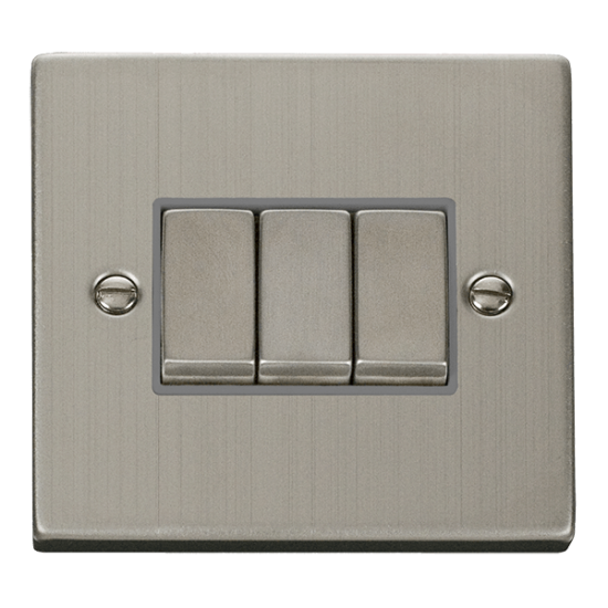 VPSS413GY Deco 10AX Ingot 3 Gang 2 Way Plate Switc
