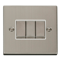 VPSS413WH Deco 3 Gang 2 Way 'Ingot' 10AX Switch -