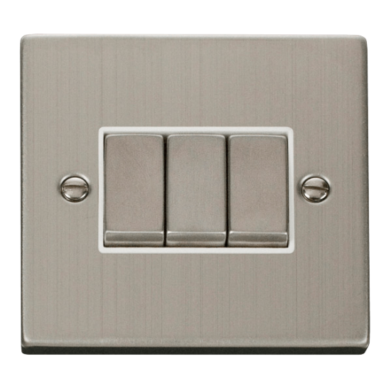 VPSS413WH Deco 3 Gang 2 Way 'Ingot' 10AX Switch -
