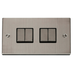 VPSS414BK Deco 4 Gang 2 Way 'Ingot' 10AX Switch -