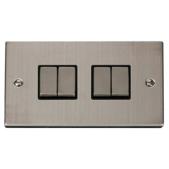 VPSS414BK Deco 4 Gang 2 Way 'Ingot' 10AX Switch -