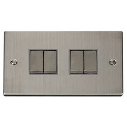 VPSS414GY Deco 10AX Ingot 4 Gang 2 Way Plate Switc