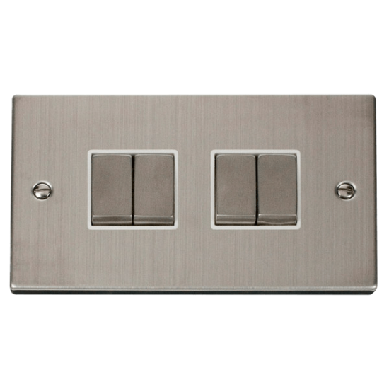 VPSS414WH Deco 4 Gang 2 Way 'Ingot' 10AX Switch -