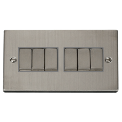 VPSS416GY Deco 10AX Ingot 6 Gang 2 Way Plate Switc