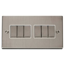VPSS416WH Deco 6 Gang 2 Way 'Ingot' 10AX Switch -