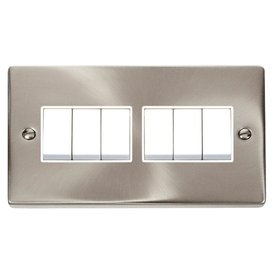 VPSC105WH Deco 6 Gang 2 Way 10AX Switch - White