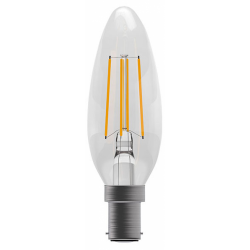 Bell Lighting 60113 4W SBC (Small Bayonet Cap) LED Clear Filament Candle Bulb Cool White